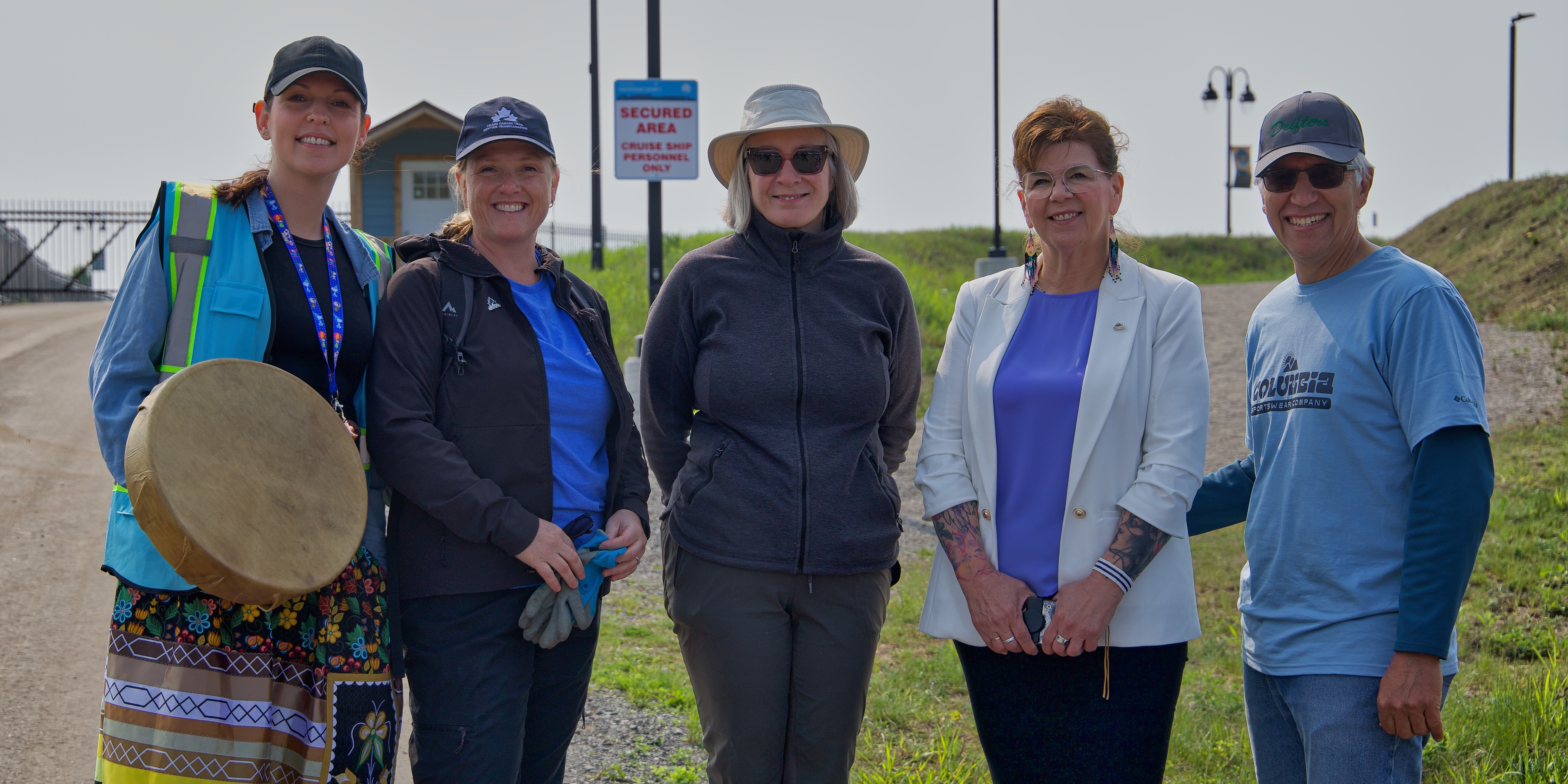 A group of people pose for a photo on the Waterfront Trail in Thunder Bay A group of people pose for a photo on the Waterfront Trail in Thunder Bay