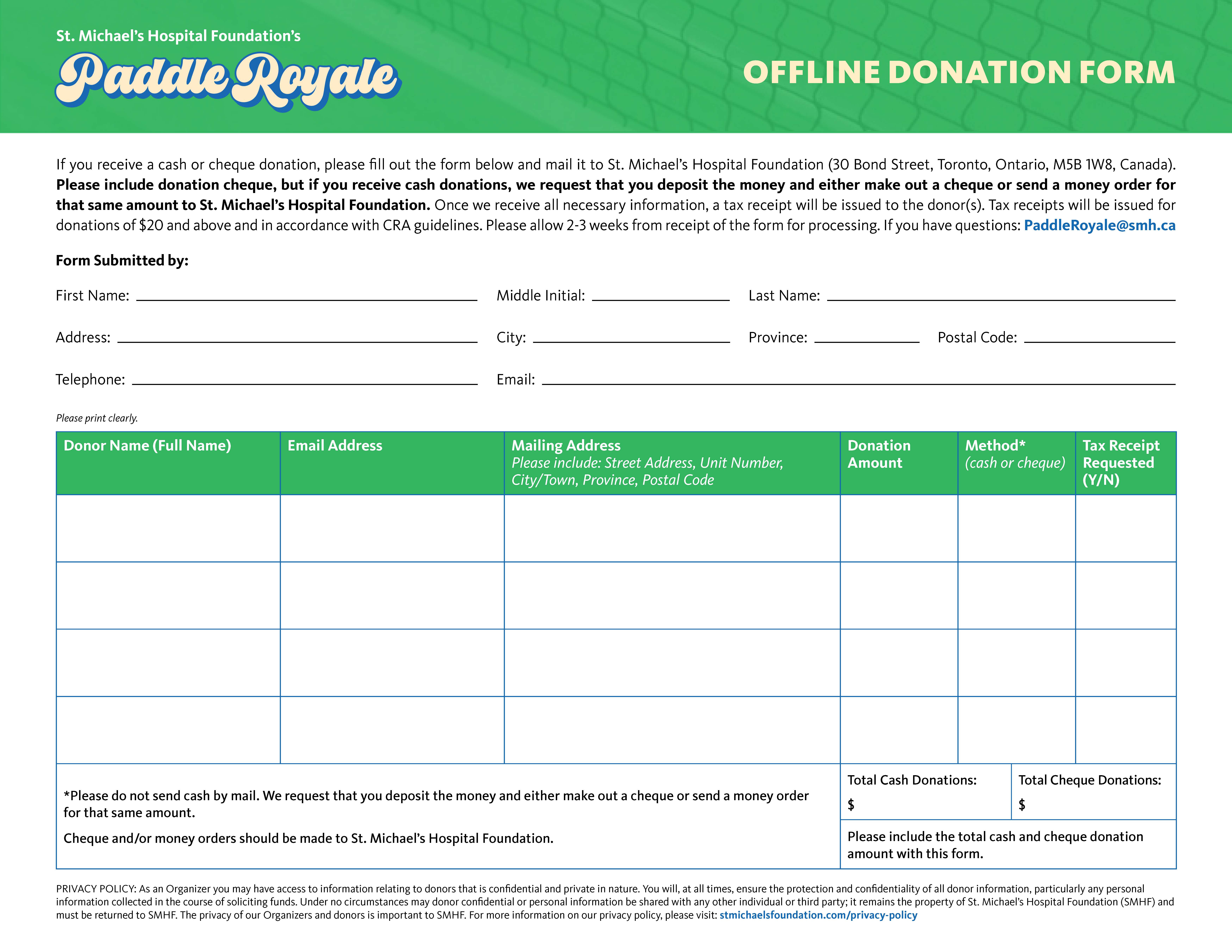 Offline Donation Form