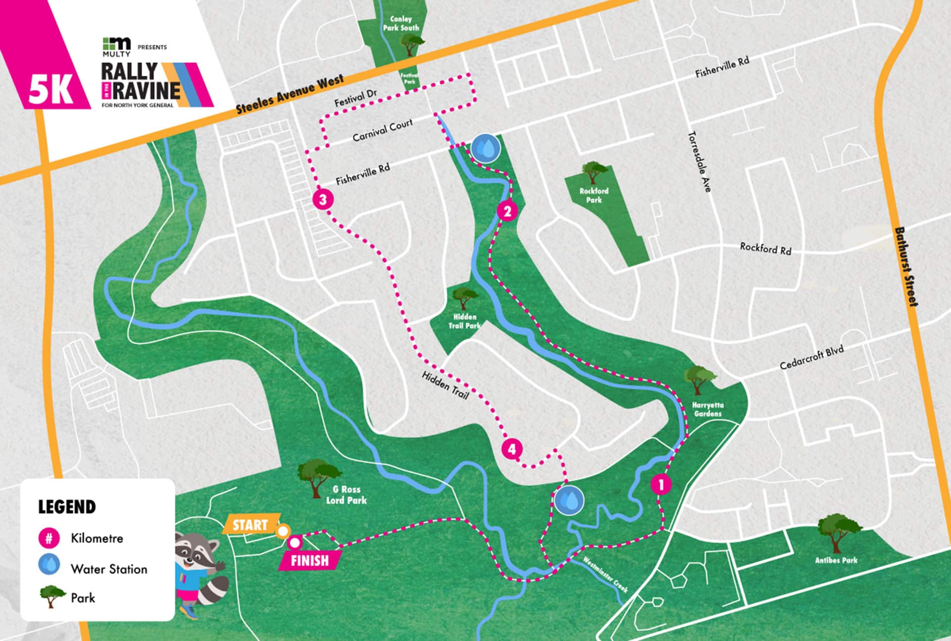 Rally in the Ravine 5K Route Map