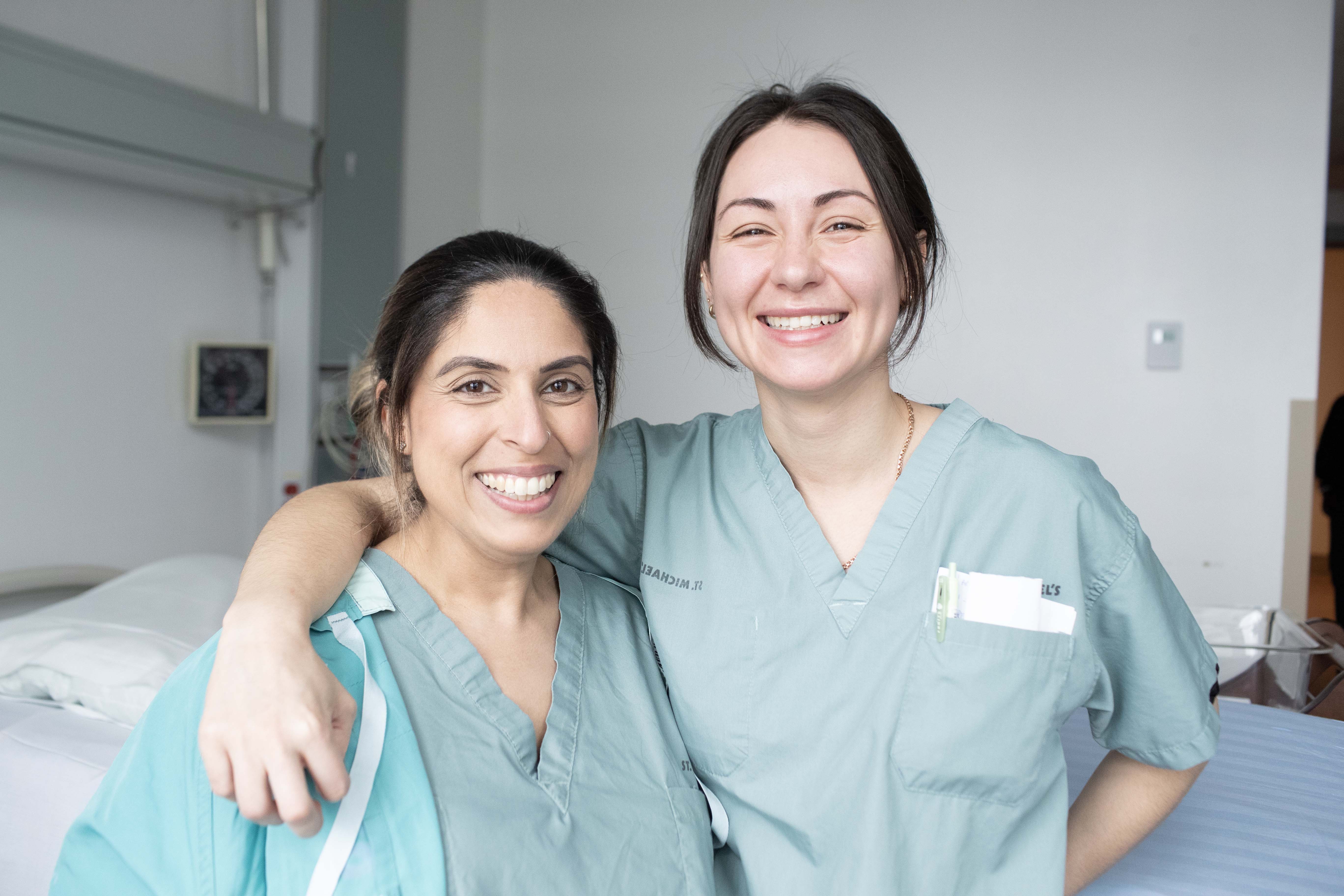 Photo of two nurses at St. Michael's Hospital