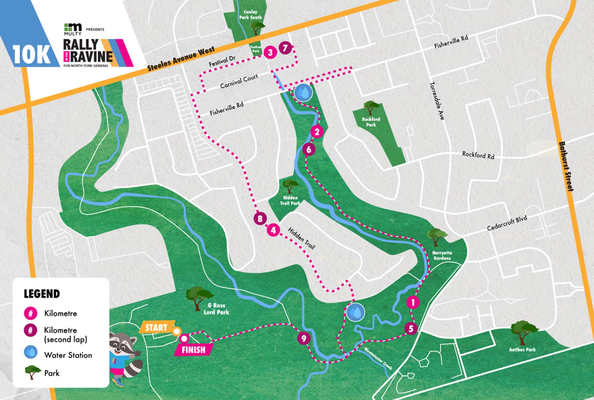 Rally in the Ravine 10K Route Map